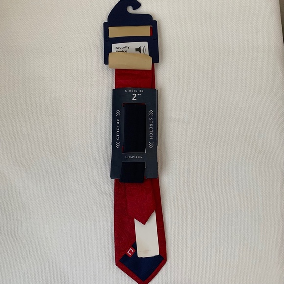 Chaps Red Stretch Necktie Red Sleigh Color NEW NWT - Picture 6 of 8